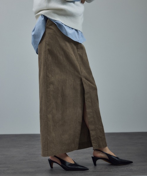 SALON adam et rope'（サロン アダム エ ロペ）の「【WEB限定】オーガニックコットンコーデュロイナロースカート（スカート・レディース・チャコールグレー/ベージュ系その他・S/M）」の5枚目の写真