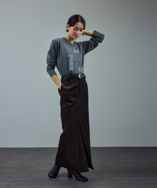 SALON adam et rope'（サロン アダム エ ロペ）の「【WEB限定】オーガニックコットンコーデュロイナロースカート（スカート・レディース・チャコールグレー/ベージュ系その他・S/M）」の17枚目の写真