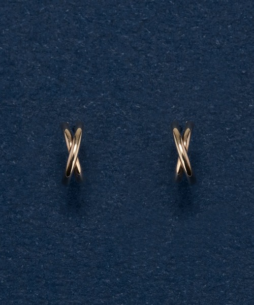 【K10】クロッシングピアス　ゴールド/BOX付き