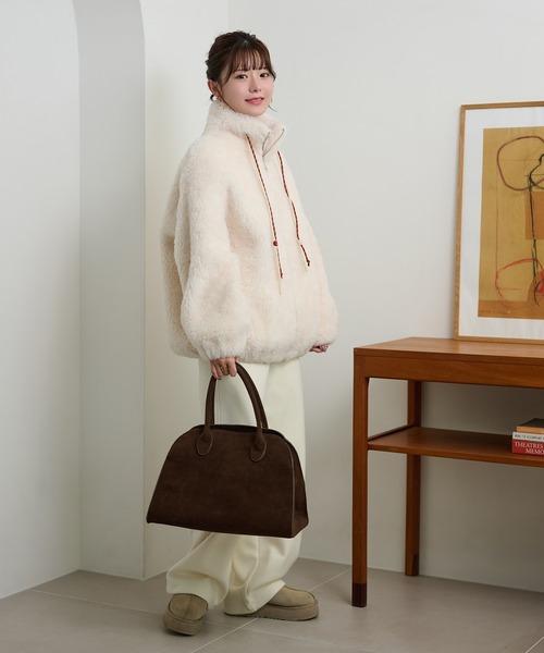 LAULEN(ローレン)の「color code boa zip up blouson /カラーコードボアジップアップブルゾン(ブルゾン・レディース・アイボリー/ブラウン/チャコールグレー・FREE)」の12枚目の写真