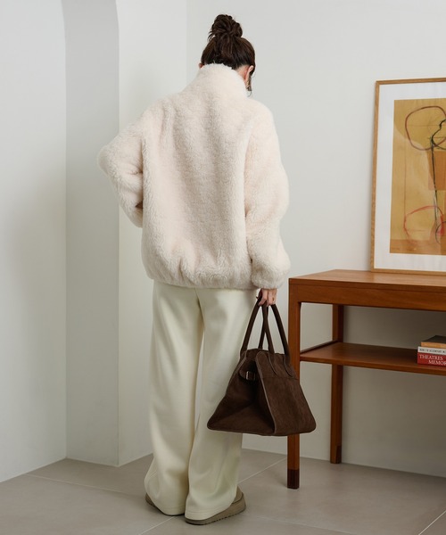 LAULEN(ローレン)の「color code boa zip up blouson /カラーコードボアジップアップブルゾン(ブルゾン・レディース・アイボリー/ブラウン/チャコールグレー・FREE)」の13枚目の写真