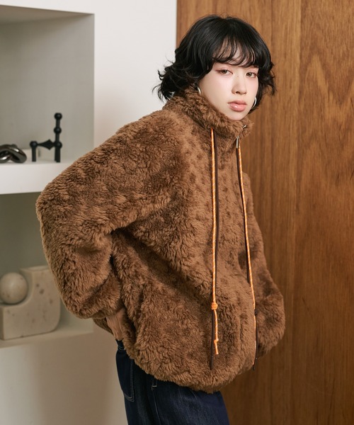 LAULEN(ローレン)の「color code boa zip up blouson /カラーコードボアジップアップブルゾン(ブルゾン・レディース・アイボリー/ブラウン/チャコールグレー・FREE)」の16枚目の写真