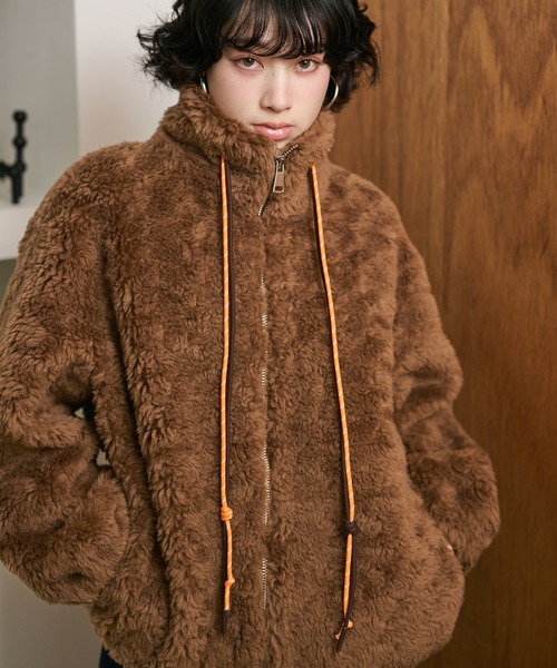 LAULEN(ローレン)の「color code boa zip up blouson /カラーコードボアジップアップブルゾン(ブルゾン・レディース・アイボリー/ブラウン/チャコールグレー・FREE)」の18枚目の写真