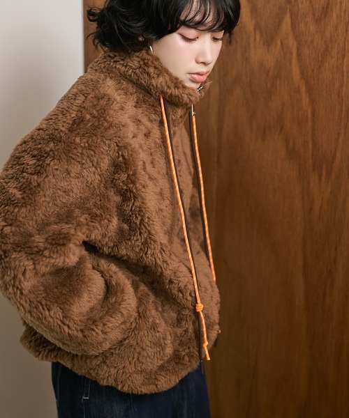 LAULEN(ローレン)の「color code boa zip up blouson /カラーコードボアジップアップブルゾン(ブルゾン・レディース・アイボリー/ブラウン/チャコールグレー・FREE)」の19枚目の写真