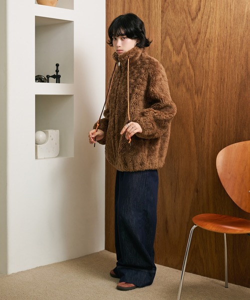 LAULEN(ローレン)の「color code boa zip up blouson /カラーコードボアジップアップブルゾン(ブルゾン・レディース・アイボリー/ブラウン/チャコールグレー・FREE)」の21枚目の写真
