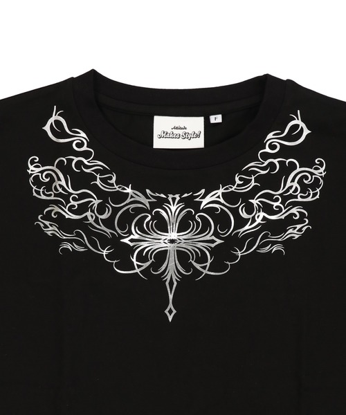 SPINNS(スピンズ)の「短丈ロングスリーブTシャツ/トライバルデザイン/ロンT/ショート丈(Tシャツ/カットソー・メンズ・ブラック/ホワイト・ONESIZE)」の18枚目の写真