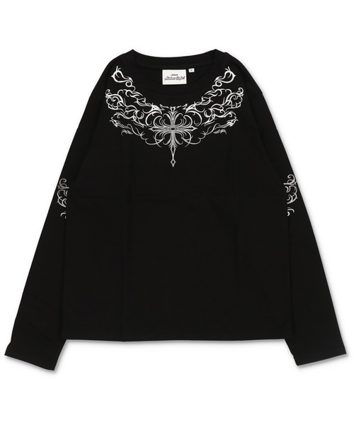 SPINNS(スピンズ)の「短丈ロングスリーブTシャツ/トライバルデザイン/ロンT/ショート丈(Tシャツ/カットソー・メンズ・ブラック/ホワイト・ONESIZE)」の21枚目の写真