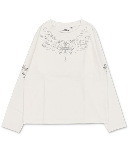 SPINNS(スピンズ)の「短丈ロングスリーブTシャツ/トライバルデザイン/ロンT/ショート丈(Tシャツ/カットソー・メンズ・ブラック/ホワイト・ONESIZE)」の22枚目の写真