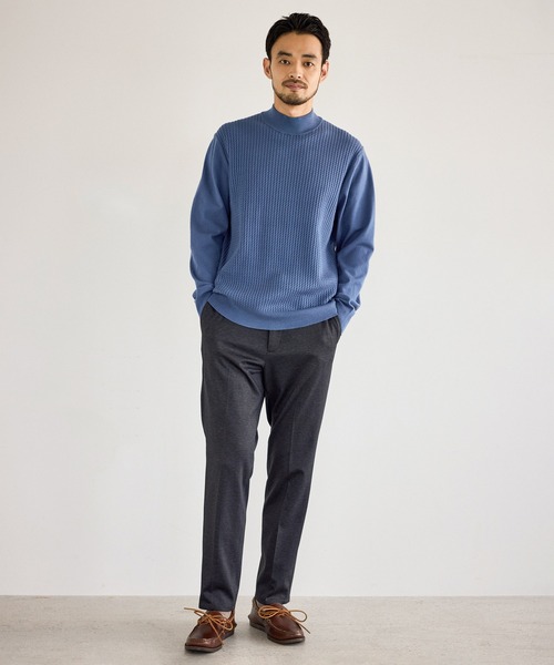 JUN STANDARD PICKS(ジュンスタンダードピックス)の「前身ケーブルモックネックニット(ニット/セーター・メンズ・オフホワイト/ブルー系その他4/ブラック・LL/L/M/S)」の14枚目の写真