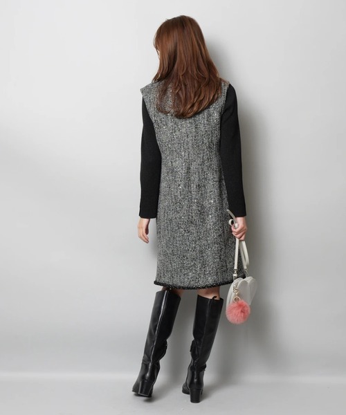JUSGLITTY（ジャスグリッティー）の「ツイードジャンスカ（ワンピース・レディース・ブラックミックス・0/1/2）」の6枚目の写真