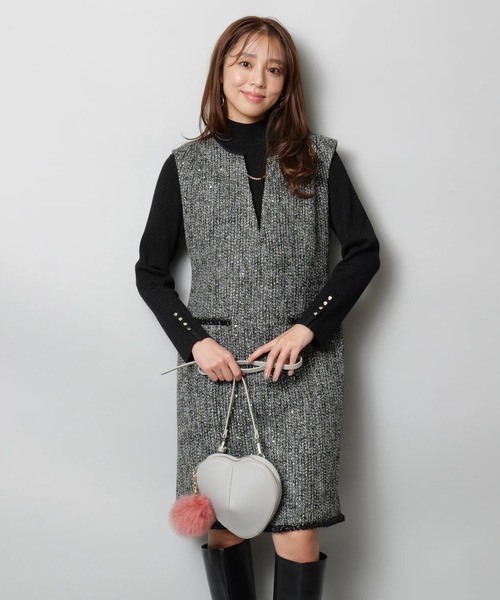 JUSGLITTY（ジャスグリッティー）の「ツイードジャンスカ（ワンピース・レディース・ブラックミックス・0/1/2）」の7枚目の写真