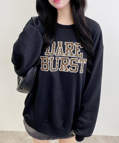 INGNI(イング)の「アソート柄貼付ロゴスウェットチュニック(スウェット・レディース・ベージュ系その他4/ブラック系/ブラック系その他3/ベージュ系その他3・M)」の2枚目の写真