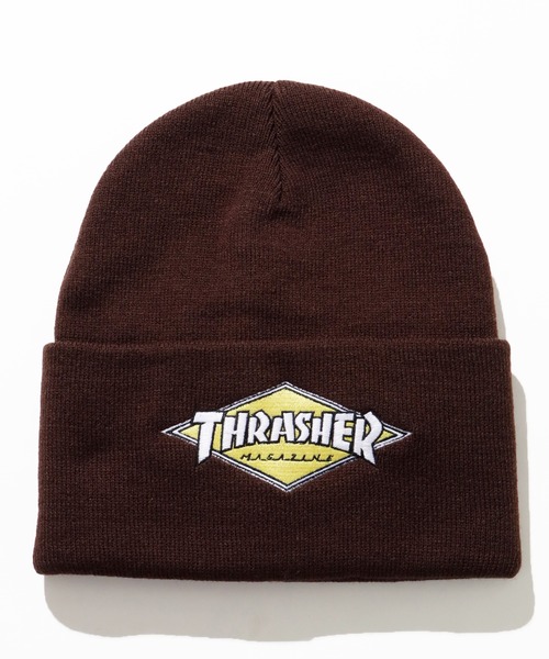 THRASHER(スラッシャー)の「【THRASHER/スラッシャー】ダイヤロゴ リブニットワッチ(ニットキャップ/ビーニー・メンズ・ブラック/グリーン/ブラウン/グレー・FREE)」の3枚目の写真