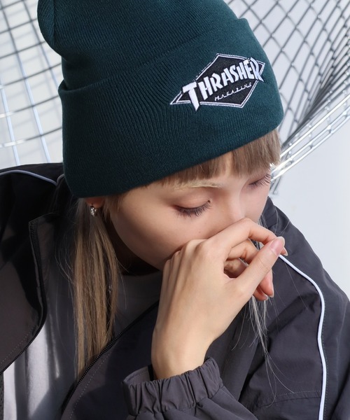 THRASHER(スラッシャー)の「【THRASHER/スラッシャー】ダイヤロゴ リブニットワッチ(ニットキャップ/ビーニー・メンズ・ブラック/グリーン/ブラウン/グレー・FREE)」の8枚目の写真