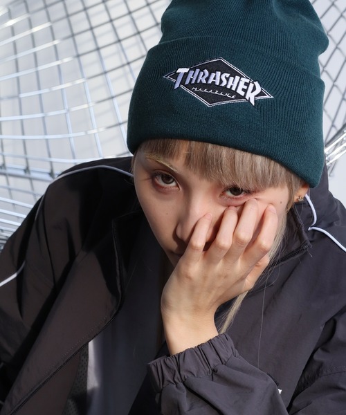 THRASHER(スラッシャー)の「【THRASHER/スラッシャー】ダイヤロゴ リブニットワッチ(ニットキャップ/ビーニー・メンズ・ブラック/グリーン/ブラウン/グレー・FREE)」の9枚目の写真