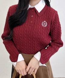 ダブルカラーケーブルポロニット