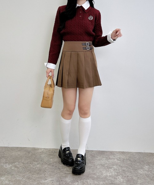 INGNI（イング）の「ダブルカラーケーブルポロニット（ニット/セーター・レディース・ネイビー系8/ブラウン系6/ワイン系2/グレー×ホワイト・M）」の13枚目の写真