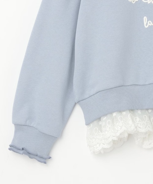 trois lapins kp（トロワラパンケーピー）の「trois lapins 裾レース 裏毛トレーナー（スウェット・キッズ・サックスブルー/ブラック・140cm/130cm/120cm/150cm/160cm）」の14枚目の写真