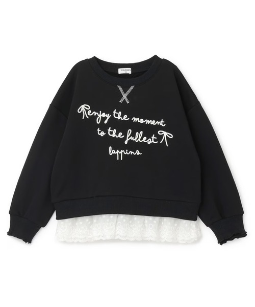 trois lapins kp（トロワラパンケーピー）の「trois lapins 裾レース 裏毛トレーナー（スウェット・キッズ・サックスブルー/ブラック・140cm/130cm/120cm/150cm/160cm）」の9枚目の写真