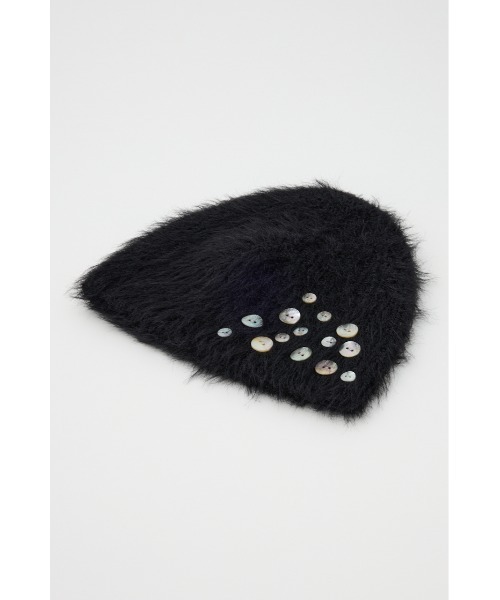 LAGUA GEM(ラグアジェム)の「SHELL LIKE BUTTON ビーニー(ニットキャップ/ビーニー・レディース・ブラック/チャコールグレー・FREE)」の4枚目の写真