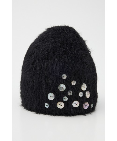 LAGUA GEM(ラグアジェム)の「SHELL LIKE BUTTON ビーニー(ニットキャップ/ビーニー・レディース・ブラック/チャコールグレー・FREE)」の5枚目の写真