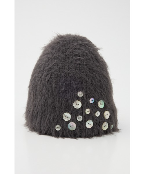 LAGUA GEM(ラグアジェム)の「SHELL LIKE BUTTON ビーニー(ニットキャップ/ビーニー・レディース・ブラック/チャコールグレー・FREE)」の12枚目の写真