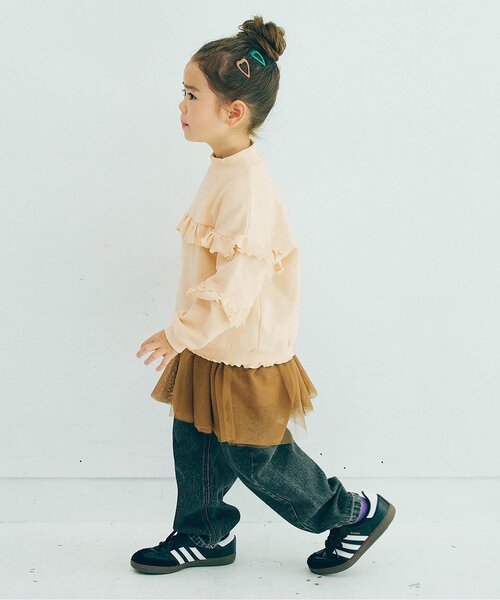 p.premier（ピードットプルミエ）の「【ジュニア対応】裏起毛フリルトレーナ―（スウェット・キッズ・ピンク/レッド/クリーム・80/90/100/110/120/130/140）」の5枚目の写真