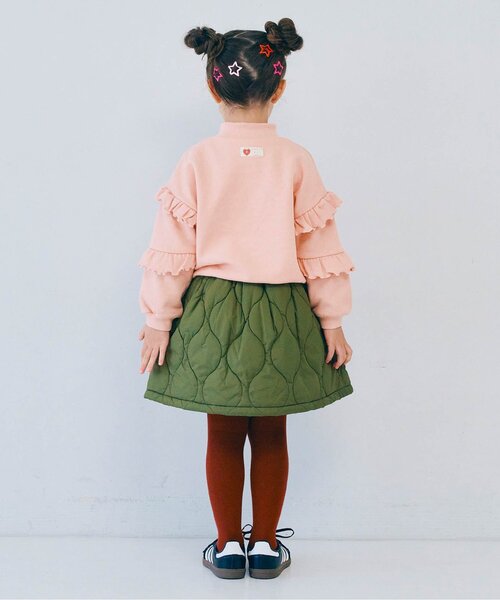 p.premier（ピードットプルミエ）の「【ジュニア対応】裏起毛フリルトレーナ―（スウェット・キッズ・ピンク/レッド/クリーム・80/90/100/110/120/130/140）」の8枚目の写真