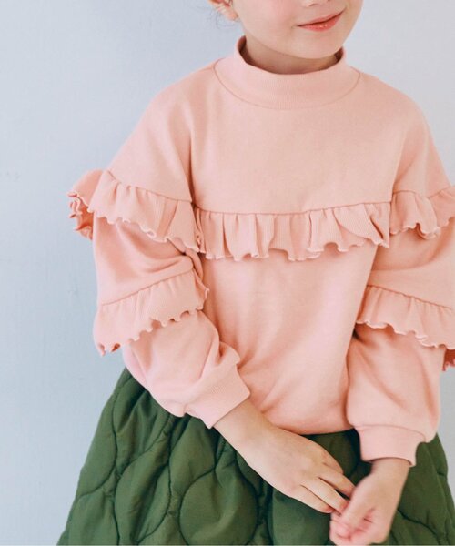 p.premier（ピードットプルミエ）の「【ジュニア対応】裏起毛フリルトレーナ―（スウェット・キッズ・ピンク/レッド/クリーム・80/90/100/110/120/130/140）」の9枚目の写真