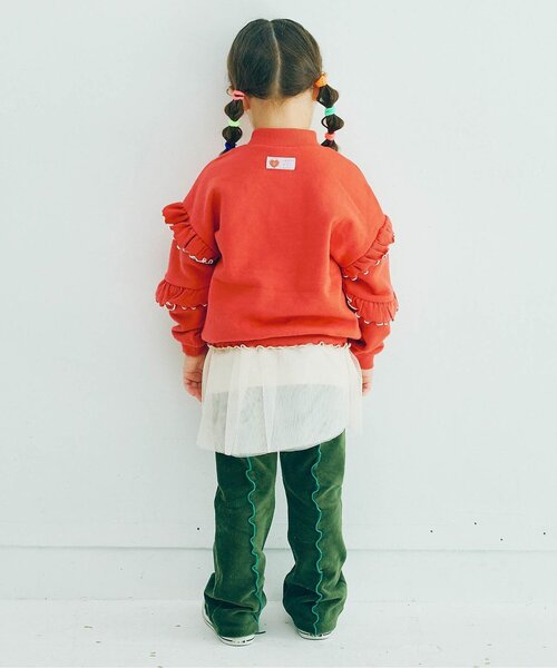 p.premier（ピードットプルミエ）の「【ジュニア対応】裏起毛フリルトレーナ―（スウェット・キッズ・ピンク/レッド/クリーム・80/90/100/110/120/130/140）」の11枚目の写真