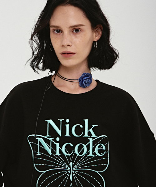 NICK&NICOLE（ニックアンドニコール）の「VOLUME BUTTERFLY SIGNATURE SWEATSHIRT_BLACK MINT（スウェット・レディース・その他・FREE）」の2枚目の写真