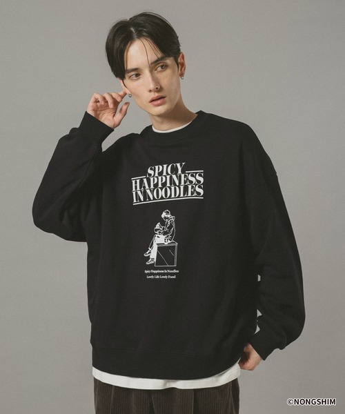 RAGEBLUE（レイジブルー）の「【辛ラーメン】コラボ/イラストスウェット（スウェット・メンズ・グレー系その他/ブラック・MEDIUM/LARGE）」の7枚目の写真