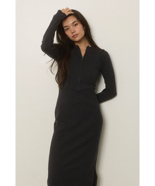 Half Zip Knit Long Dress /ハーフジップニットワンピ（ワンピース