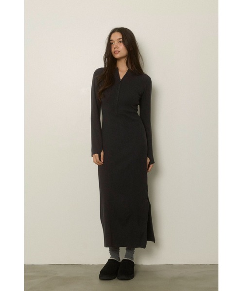 ALEXIA STAM（アリシアスタン）の「Half Zip Knit Long Dress /ハーフジップニットワンピ（ワンピース・レディース・ブラック/グレー・M/S）」の8枚目の写真