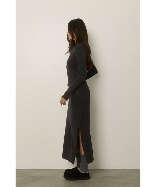 ALEXIA STAM（アリシアスタン）の「Half Zip Knit Long Dress /ハーフジップニットワンピ（ワンピース・レディース・ブラック/グレー・M/S）」の9枚目の写真