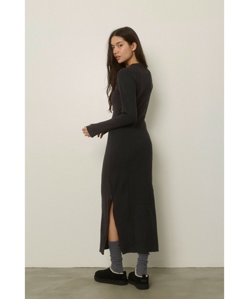 ALEXIA STAM（アリシアスタン）の「Half Zip Knit Long Dress /ハーフジップニットワンピ（ワンピース・レディース・ブラック/グレー・M/S）」の10枚目の写真