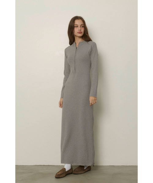 ALEXIA STAM（アリシアスタン）の「Half Zip Knit Long Dress /ハーフジップニットワンピ（ワンピース・レディース・ブラック/グレー・M/S）」の12枚目の写真