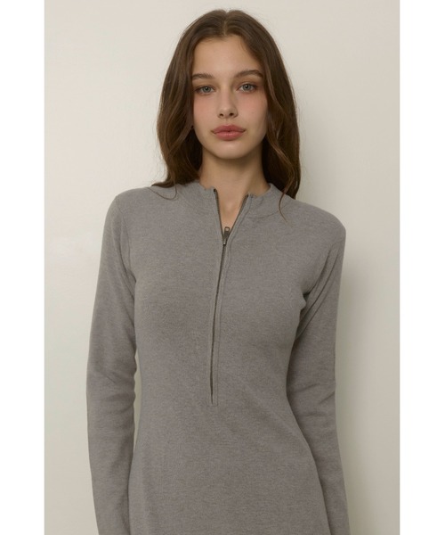ALEXIA STAM（アリシアスタン）の「Half Zip Knit Long Dress /ハーフジップニットワンピ（ワンピース・レディース・ブラック/グレー・M/S）」の15枚目の写真