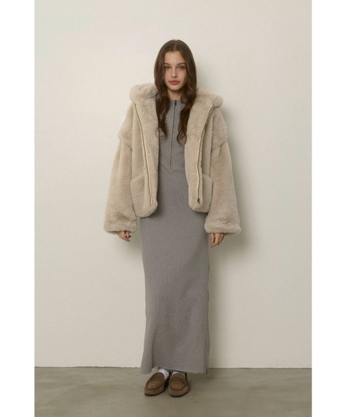 ALEXIA STAM（アリシアスタン）の「Half Zip Knit Long Dress /ハーフジップニットワンピ（ワンピース・レディース・ブラック/グレー・M/S）」の16枚目の写真