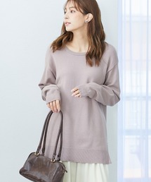 高身長　洗えるクルーネックオーバーサイズニット【毛玉になりにくいふんわりもちもち素材】（トールサイズ）