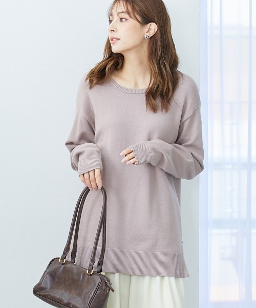slattgir（スラットジール）の「高身長　洗えるクルーネックオーバーサイズニット【毛玉になりにくいふんわりもちもち素材】（トールサイズ）（ニット/セーター・レディース・ブラック/ライトブルー/モカ・TLL/TL/TM/T5L/T4L/T3L）」の3枚目の写真