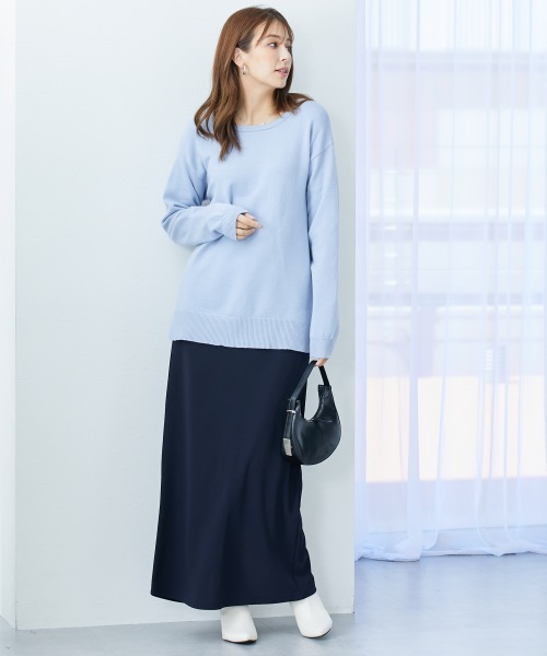 slattgir（スラットジール）の「高身長　洗えるクルーネックオーバーサイズニット【毛玉になりにくいふんわりもちもち素材】（トールサイズ）（ニット/セーター・レディース・ブラック/ライトブルー/モカ・TLL/TL/TM/T5L/T4L/T3L）」の7枚目の写真