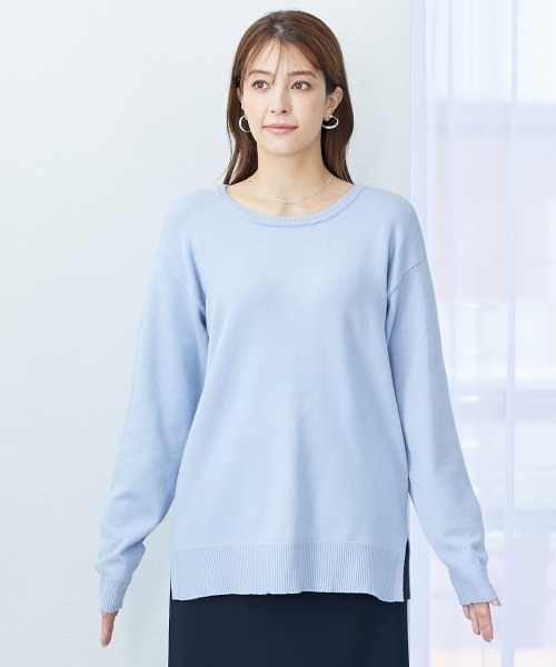 slattgir（スラットジール）の「高身長　洗えるクルーネックオーバーサイズニット【毛玉になりにくいふんわりもちもち素材】（トールサイズ）（ニット/セーター・レディース・ブラック/ライトブルー/モカ・TLL/TL/TM/T5L/T4L/T3L）」の21枚目の写真