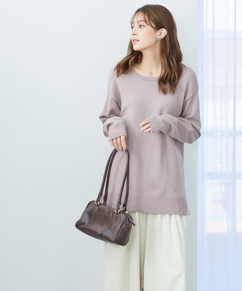 slattgir（スラットジール）の「高身長　洗えるクルーネックオーバーサイズニット【毛玉になりにくいふんわりもちもち素材】（トールサイズ）（ニット/セーター・レディース・ブラック/ライトブルー/モカ・TLL/TL/TM/T5L/T4L/T3L）」の13枚目の写真