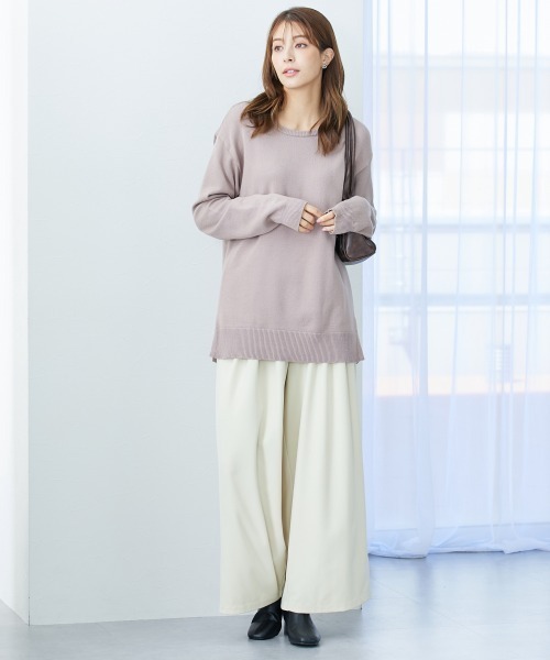 slattgir（スラットジール）の「高身長　洗えるクルーネックオーバーサイズニット【毛玉になりにくいふんわりもちもち素材】（トールサイズ）（ニット/セーター・レディース・ブラック/ライトブルー/モカ・TLL/TL/TM/T5L/T4L/T3L）」の14枚目の写真