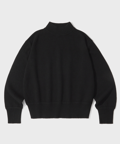 RED CROSS MOCK NECK KNIT_BLACK