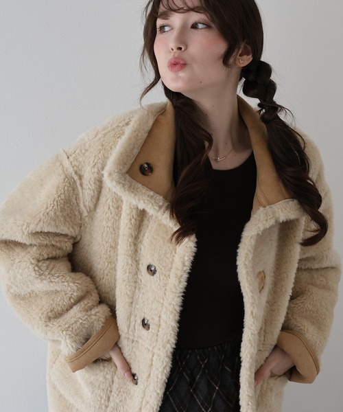 BLUEEAST（ブルーイースト）の「リバーシブルボアムートンコート（ムートンコート・レディース・キャメル/ベージュ・MEDIUM）」の10枚目の写真
