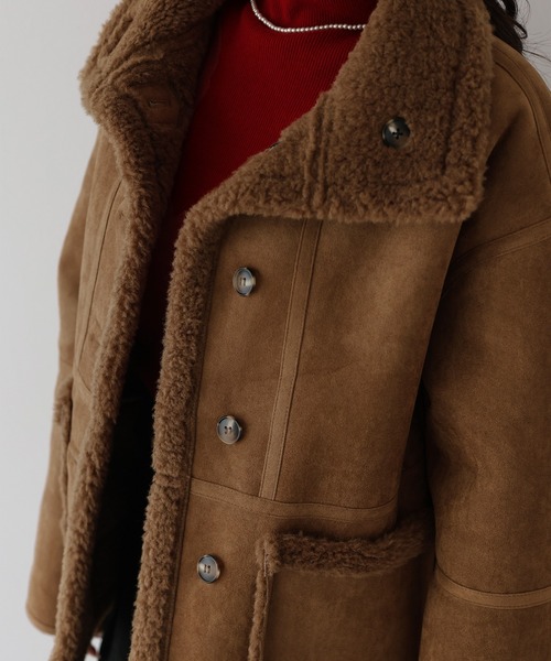 BLUEEAST（ブルーイースト）の「リバーシブルボアムートンコート（ムートンコート・レディース・キャメル/ベージュ・MEDIUM）」の14枚目の写真