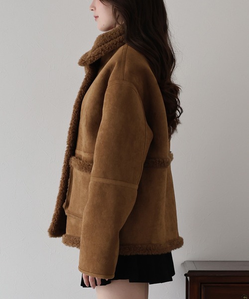 BLUEEAST（ブルーイースト）の「リバーシブルボアムートンコート（ムートンコート・レディース・キャメル/ベージュ・MEDIUM）」の19枚目の写真