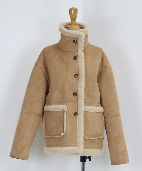 BLUEEAST（ブルーイースト）の「リバーシブルボアムートンコート（ムートンコート・レディース・キャメル/ベージュ・MEDIUM）」の21枚目の写真